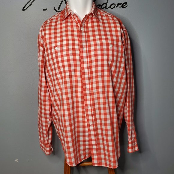 Vintage Mergers Red Buffalo Check Men's Long Sleeve Top, L - Picture 2 of 6